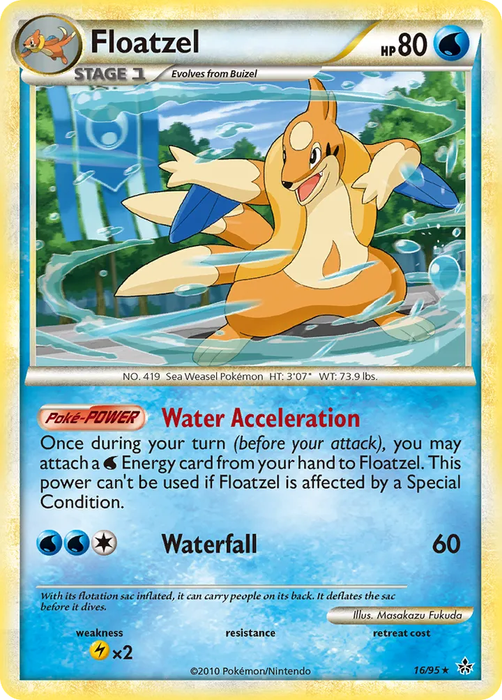 HS—Unleashed 영어판 Floatzel 16 카드 앞면