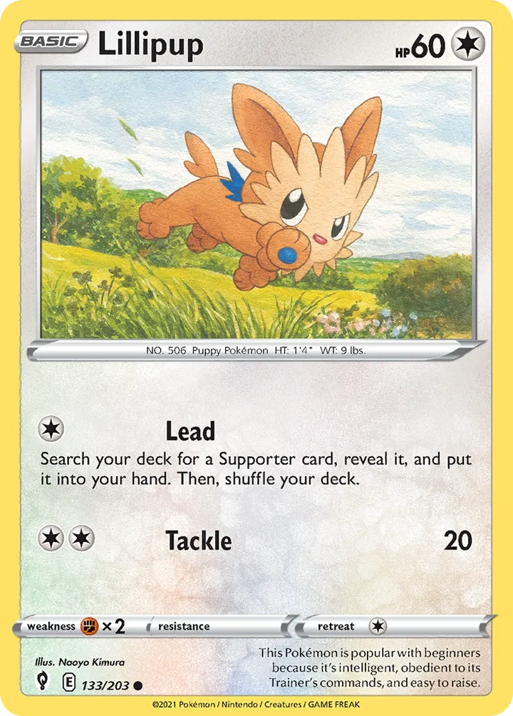 Sword & Shield—Evolving Skies 영어판 Lillipup 133 카드 앞면