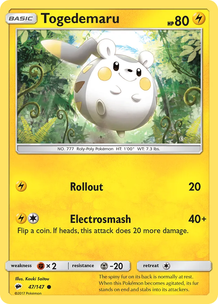 Sun & Moon—Burning Shadows 영어판 Togedemaru 47 카드 앞면