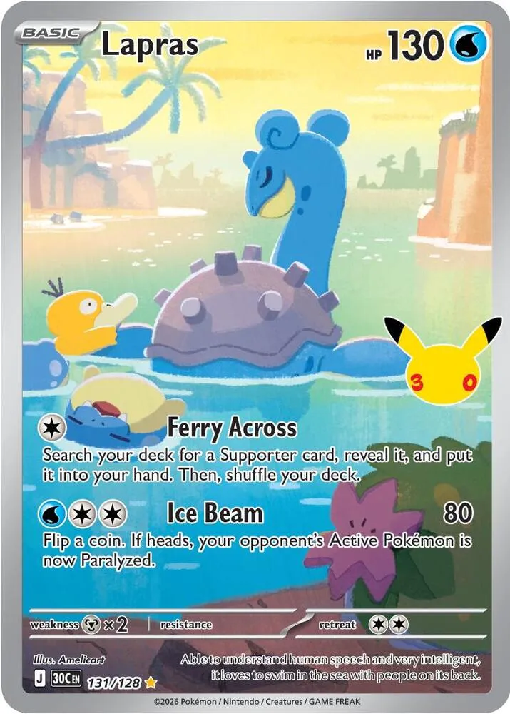 Pokémon TCG: 30th Celebration 영어판 Lapras 131 카드 앞면