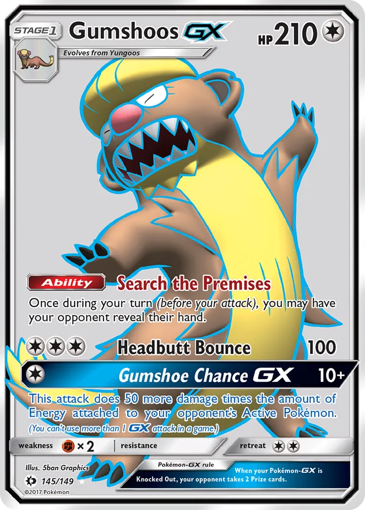 Sun & Moon 英語版 Gumshoos-GX 145 カード表面
