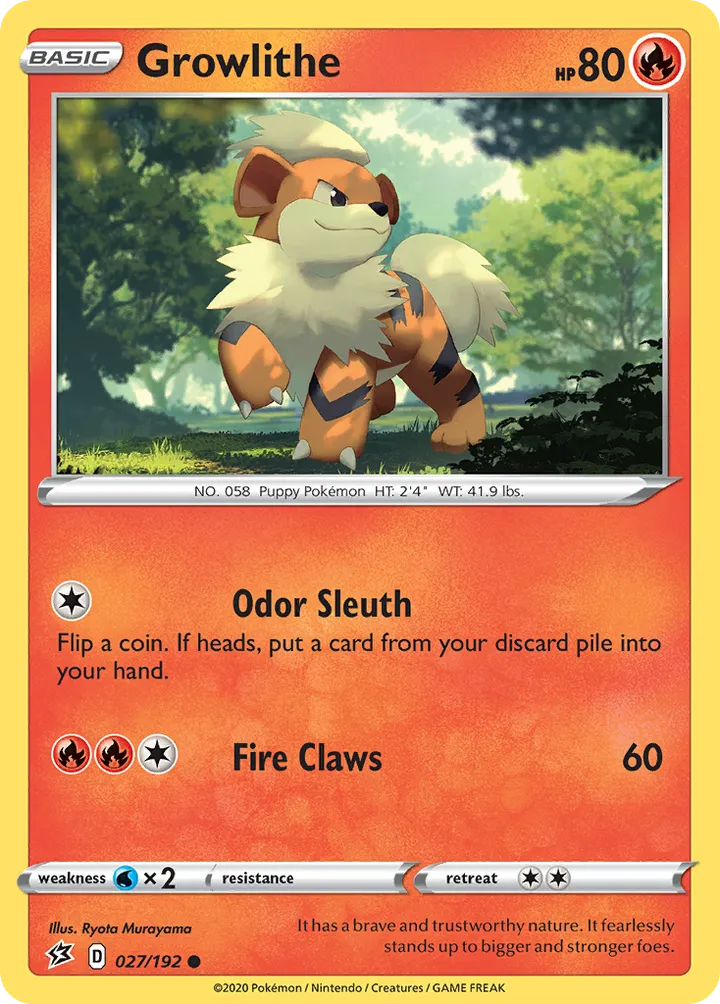 Sword & Shield—Rebel Clash 영어판 Growlithe 27 카드 앞면