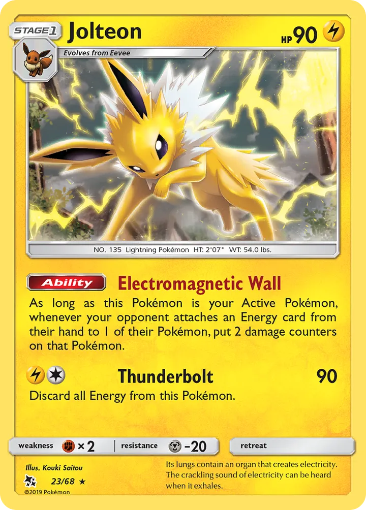 Hidden Fates 영어판 Jolteon 23 카드 앞면