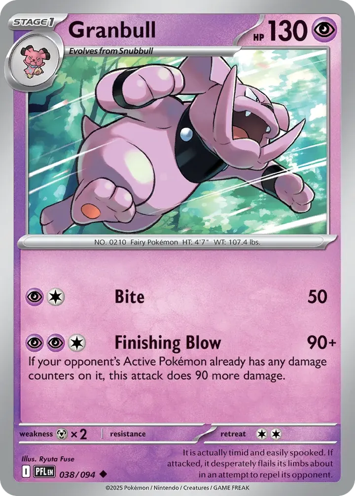 Mega Evolution—Phantasmal Flames 英語版 Granbull 38 カード表面