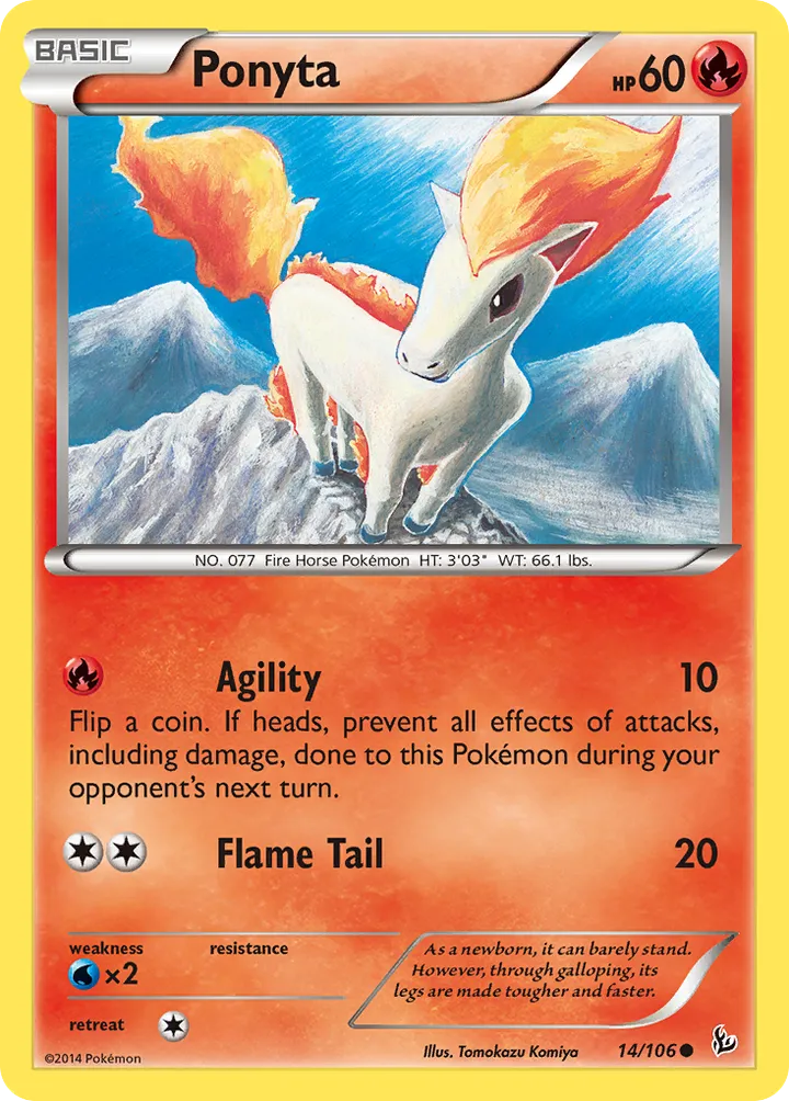 XY—Flashfire 영어판 Ponyta 14 카드 앞면