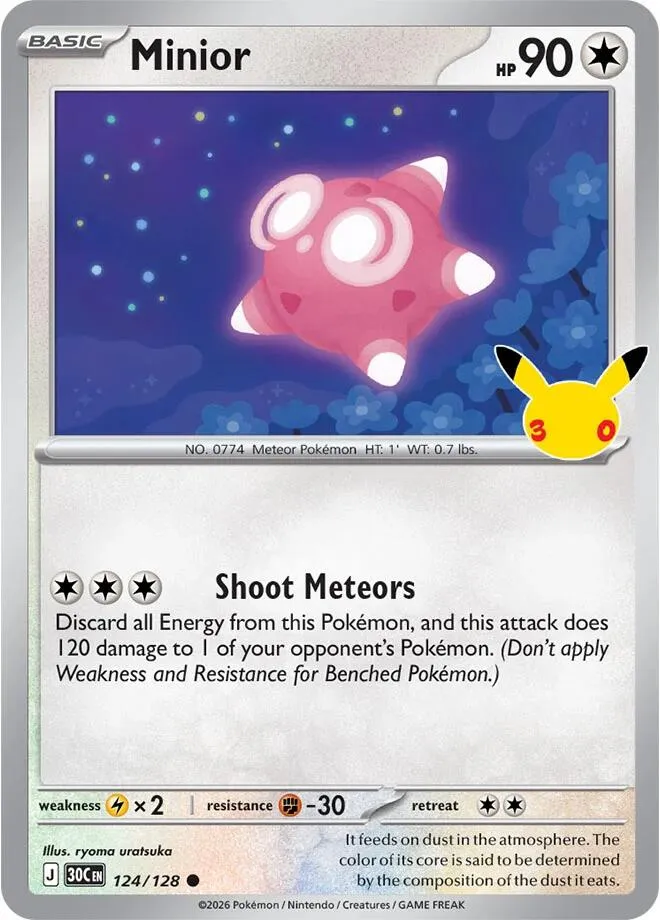 Pokémon TCG: 30th Celebration 英語版 Minior 124 カード表面