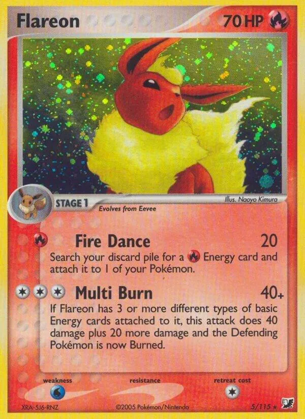 EX Unseen Forces 영어판 Flareon 5 카드 앞면