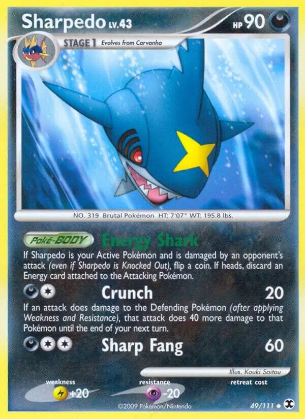 Platinum—Rising Rivals 영어판 Sharpedo 49 카드 앞면