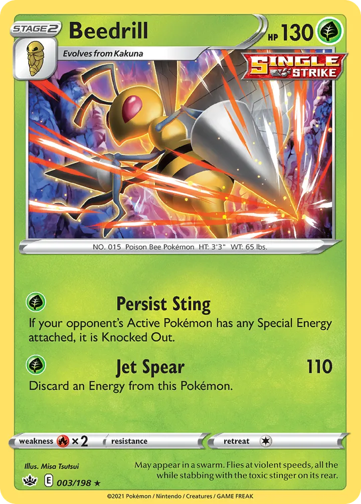 Sword & Shield—Chilling Reign 영어판 Beedrill 3 카드 앞면