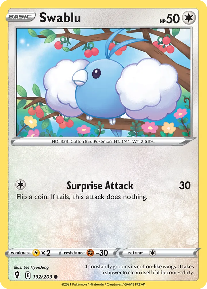 Sword & Shield—Evolving Skies 英語版 Swablu 132 カード表面