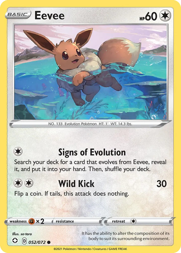 Shining Fates 영어판 Eevee 52 카드 앞면