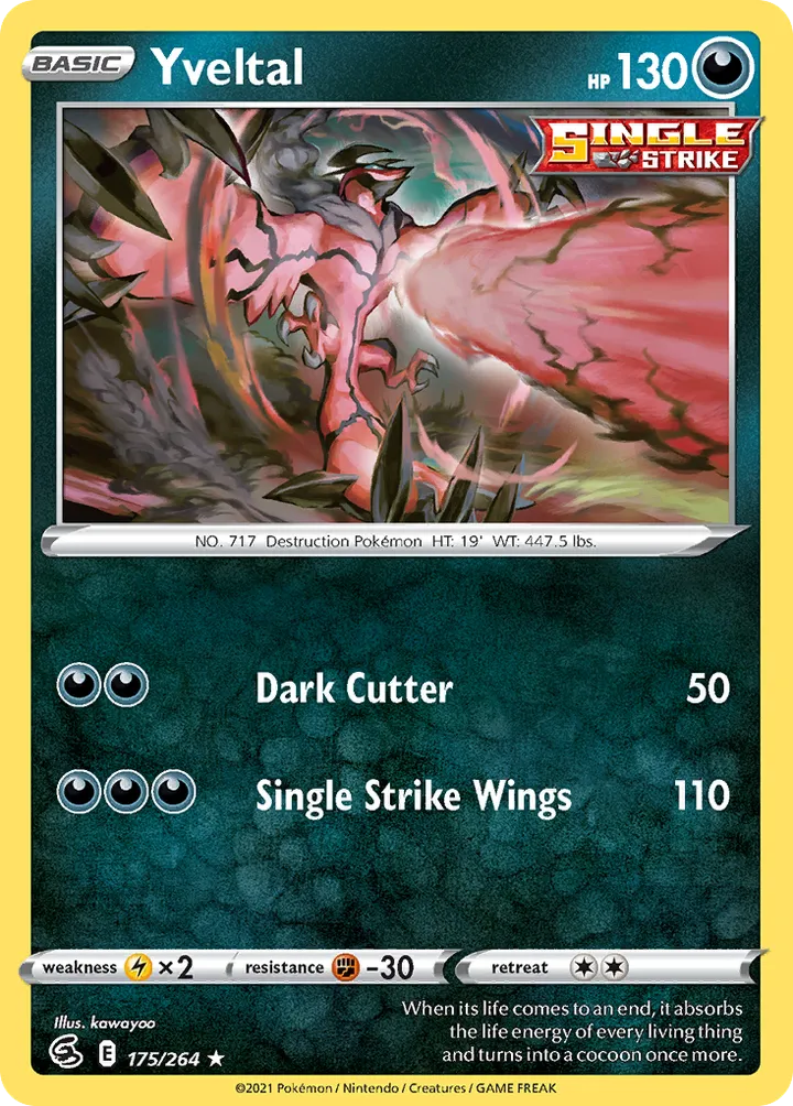 Sword & Shield—Fusion Strike 영어판 Yveltal 175 카드 앞면