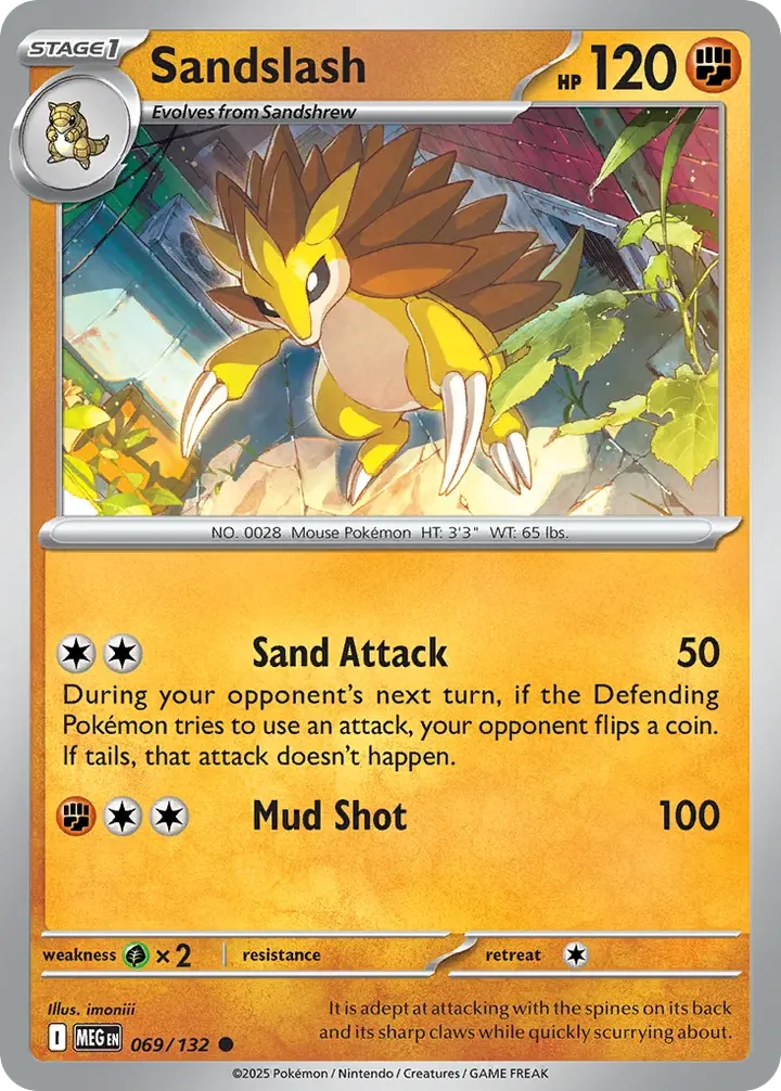 Mega Evolution 영어판 Sandslash 69 카드 앞면