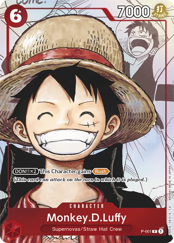 Promotion Cards 英語版 Monkey.D.Luffy P-001 · パラレル 3 カード表面