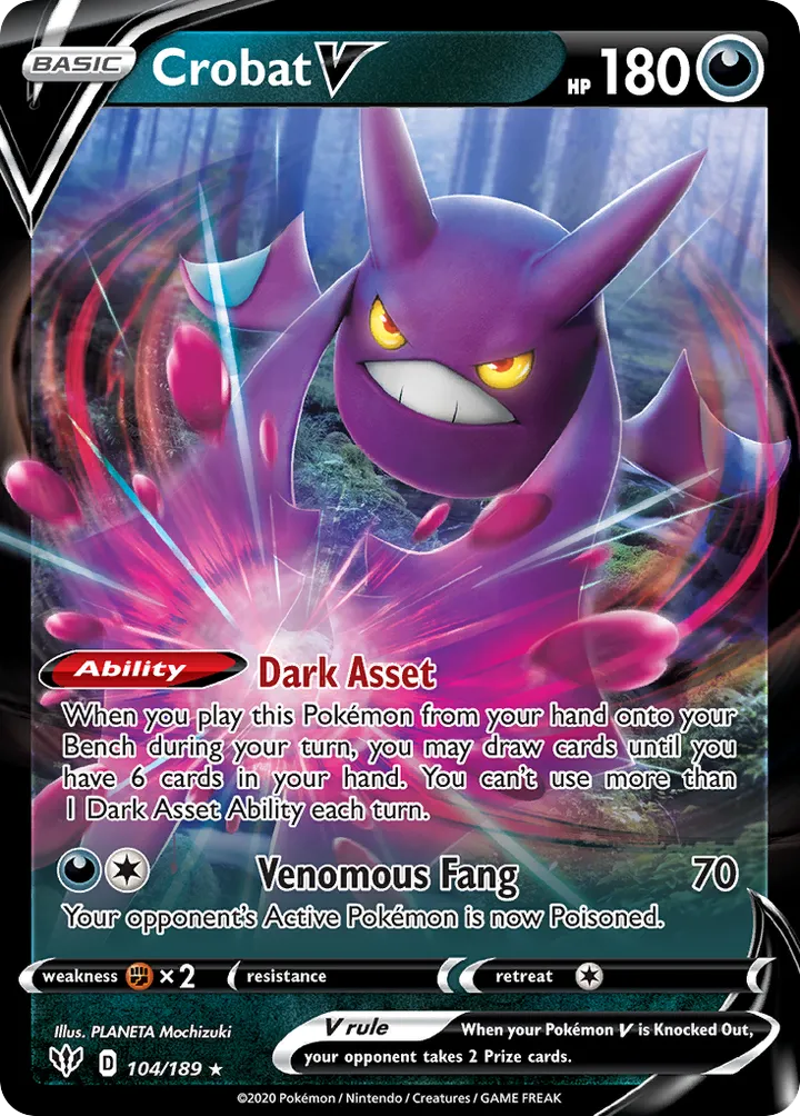 Sword & Shield—Darkness Ablaze 영어판 Crobat V 104 카드 앞면