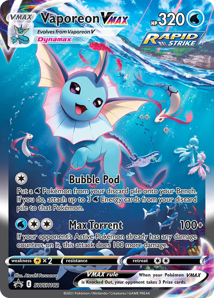 SWSH Black Star Promos 영어판 Vaporeon VMAX SWSH182 카드 앞면