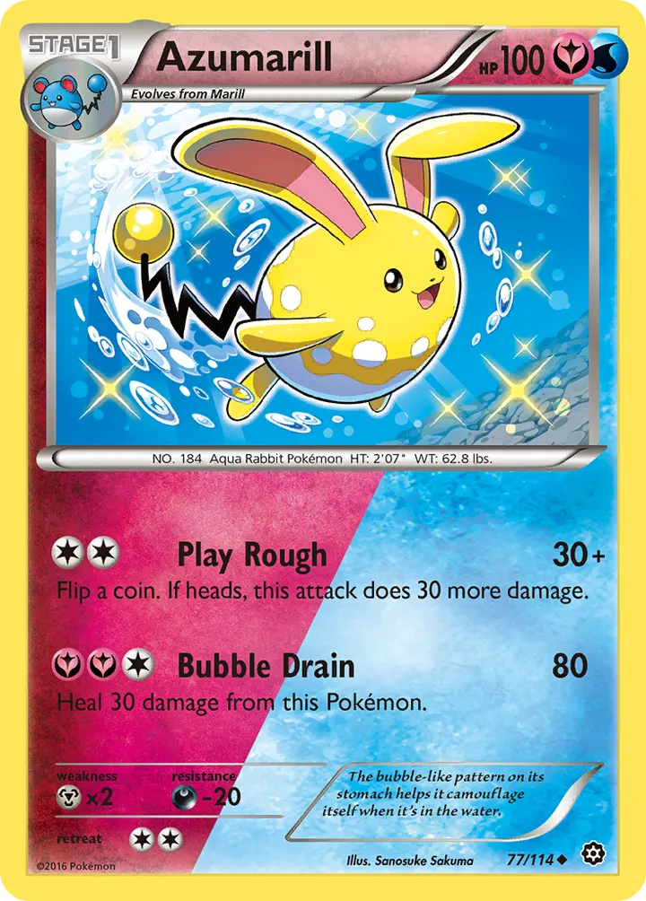 XY—Steam Siege 英語版 Azumarill 77 カード表面