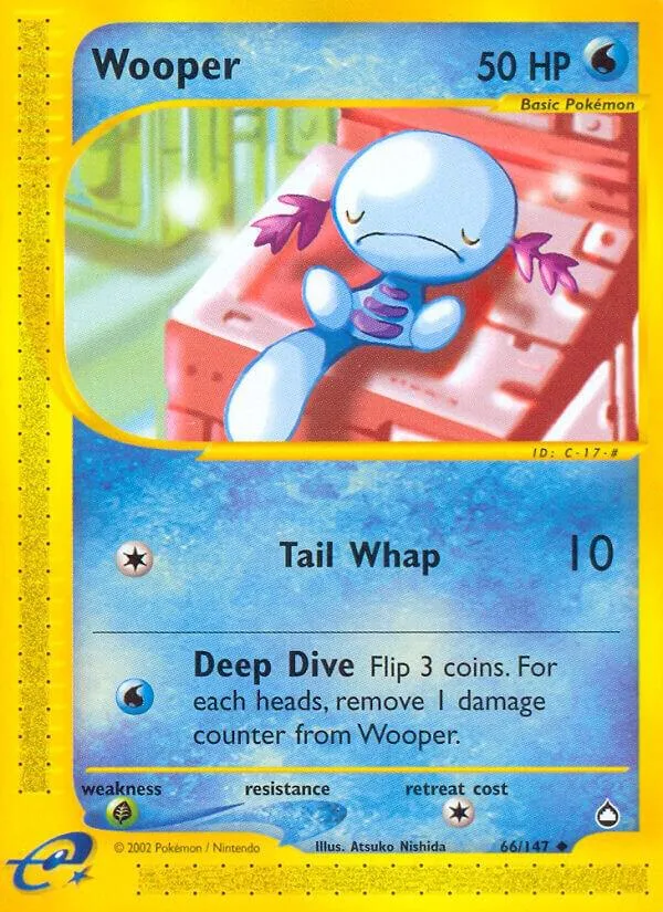 Aquapolis 영어판 Wooper 66 카드 앞면