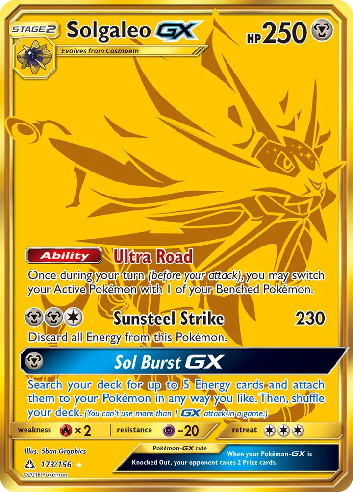 Sun & Moon—Ultra Prism 英語版 Solgaleo-GX 173 カード表面