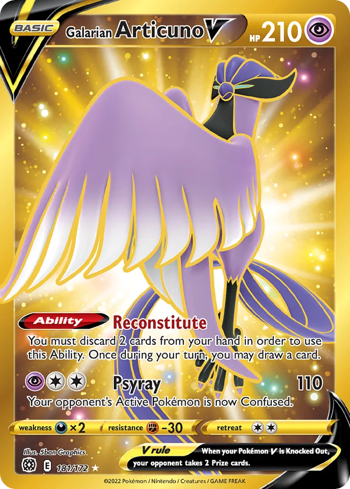 Sword & Shield—Brilliant Stars 영어판 Galarian Articuno V 181 카드 앞면