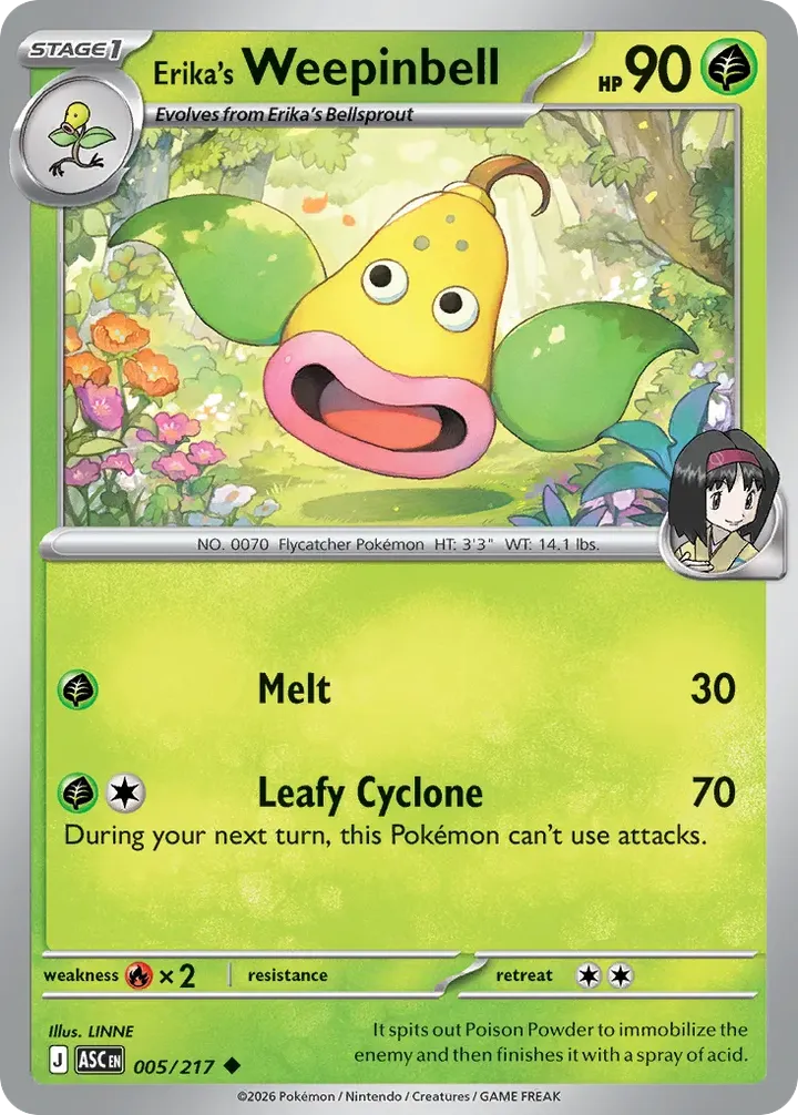 Mega Evolution—Ascended Heroes 영어판 Erika's Weepinbell 5 카드 앞면