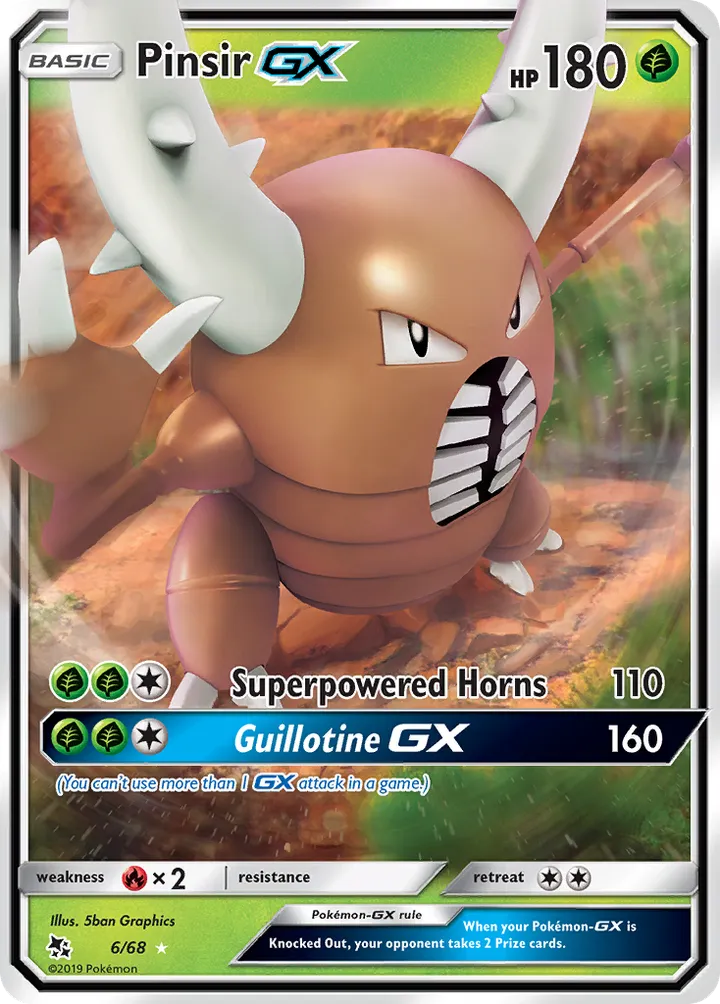 Hidden Fates 영어판 Pinsir-GX 6 카드 앞면