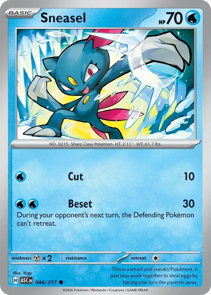 Mega Evolution—Ascended Heroes 영어판 Sneasel 44 카드 앞면