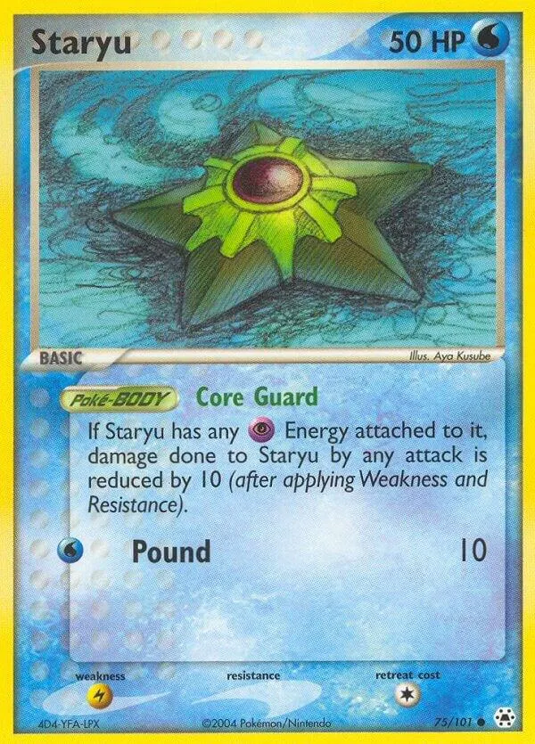 EX Hidden Legends 영어판 Staryu 75 카드 앞면
