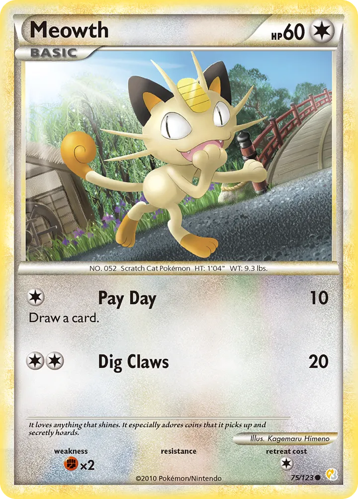 HeartGold & SoulSilver 영어판 Meowth 75 카드 앞면