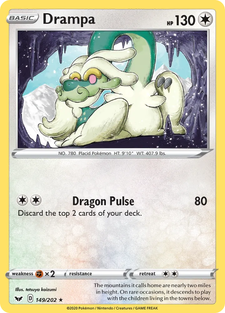 Sword & Shield 영어판 Drampa 149 카드 앞면