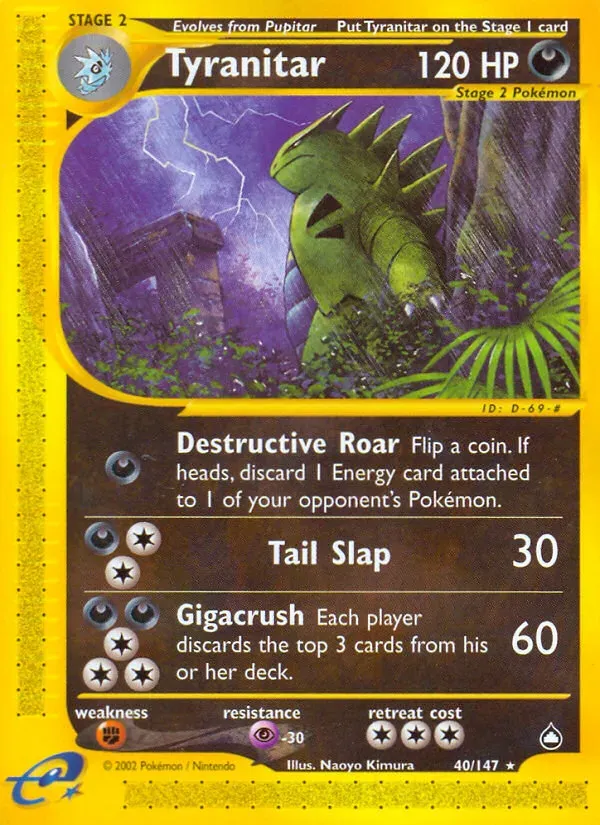 Aquapolis 영어판 Tyranitar 40 카드 앞면