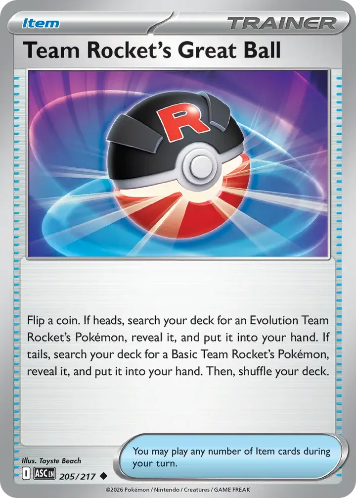 Mega Evolution—Ascended Heroes 英語版 Team Rocket's Great Ball 205 カード表面