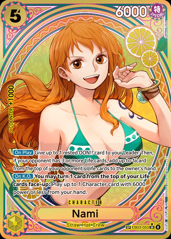 One Piece Heroines Edition 영어판 Nami EB03-053 · 패럴렐 2 카드 앞면