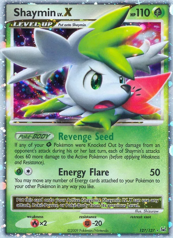 Platinum 영어판 Shaymin LV.X 127 카드 앞면