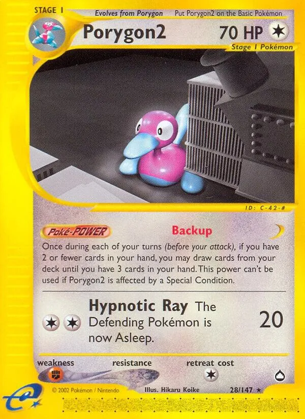 Aquapolis 영어판 Porygon2 28 카드 앞면