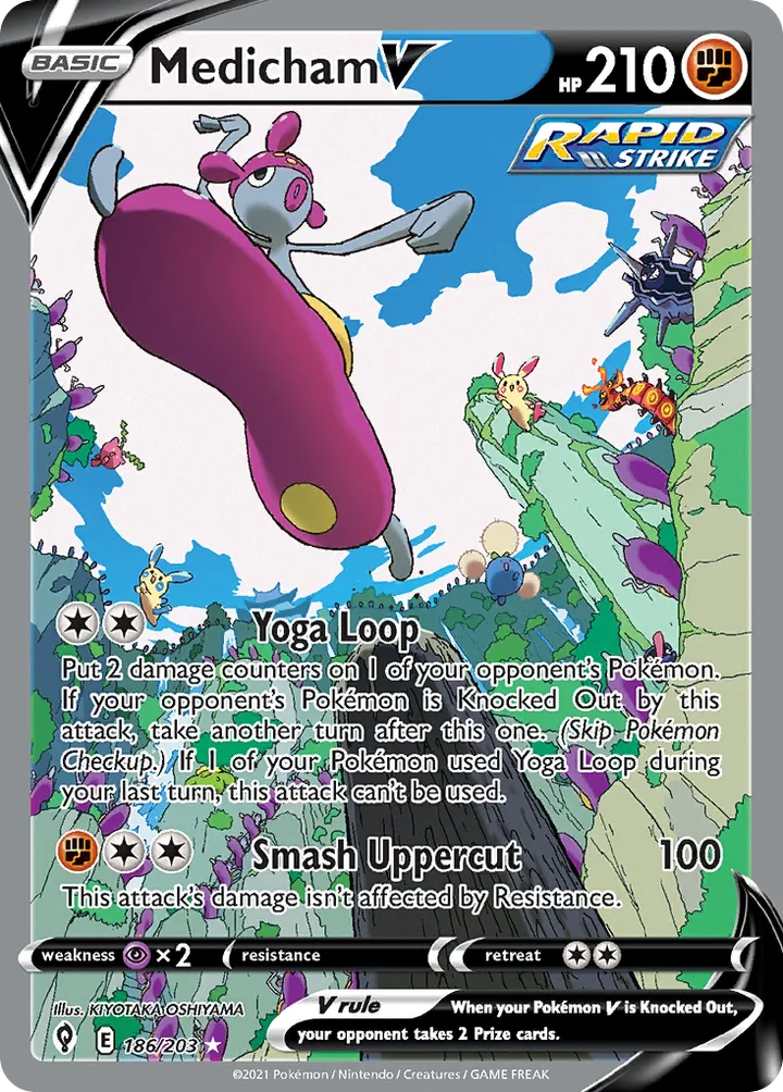 Sword & Shield—Evolving Skies 영어판 Medicham V 186 카드 앞면