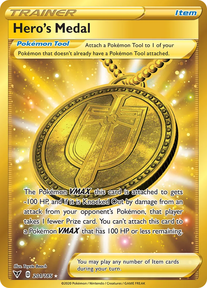 Sword & Shield—Vivid Voltage 영어판 Hero's Medal 201 카드 앞면