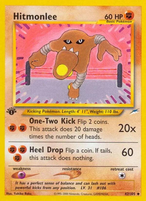 Neo Destiny 영어판 Hitmonlee 42 카드 앞면