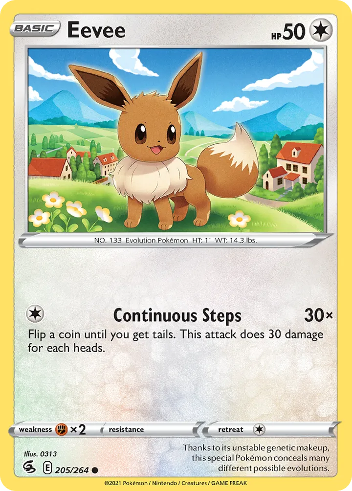 Sword & Shield—Fusion Strike 영어판 Eevee 205 카드 앞면