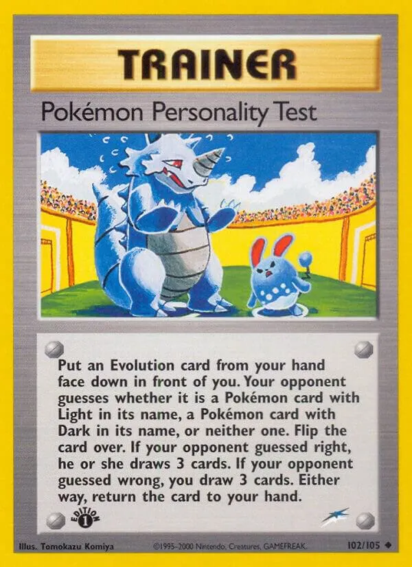 Neo Destiny 영어판 Pokémon Personality Test 102 카드 앞면