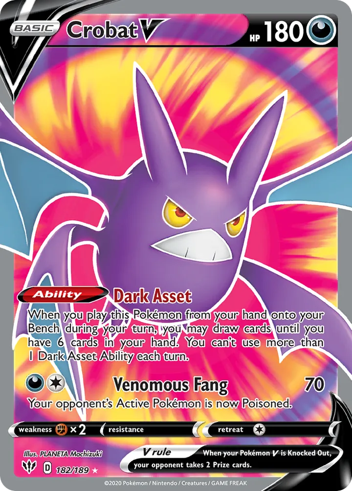 Sword & Shield—Darkness Ablaze 영어판 Crobat V 182 카드 앞면