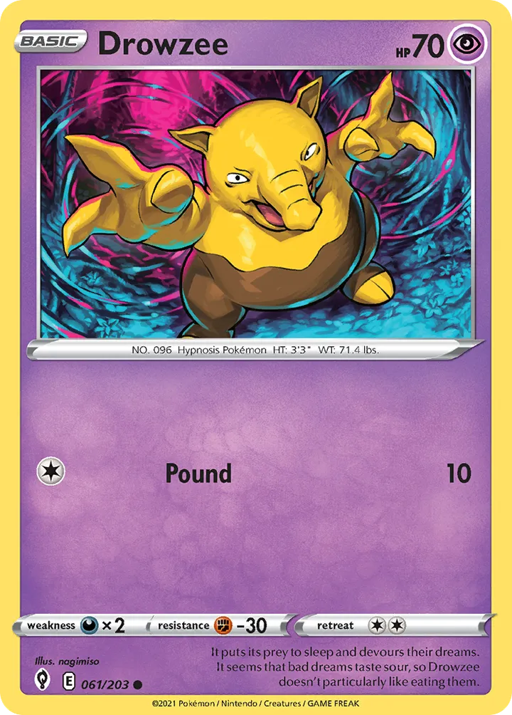 Sword & Shield—Evolving Skies 영어판 Drowzee 61 카드 앞면