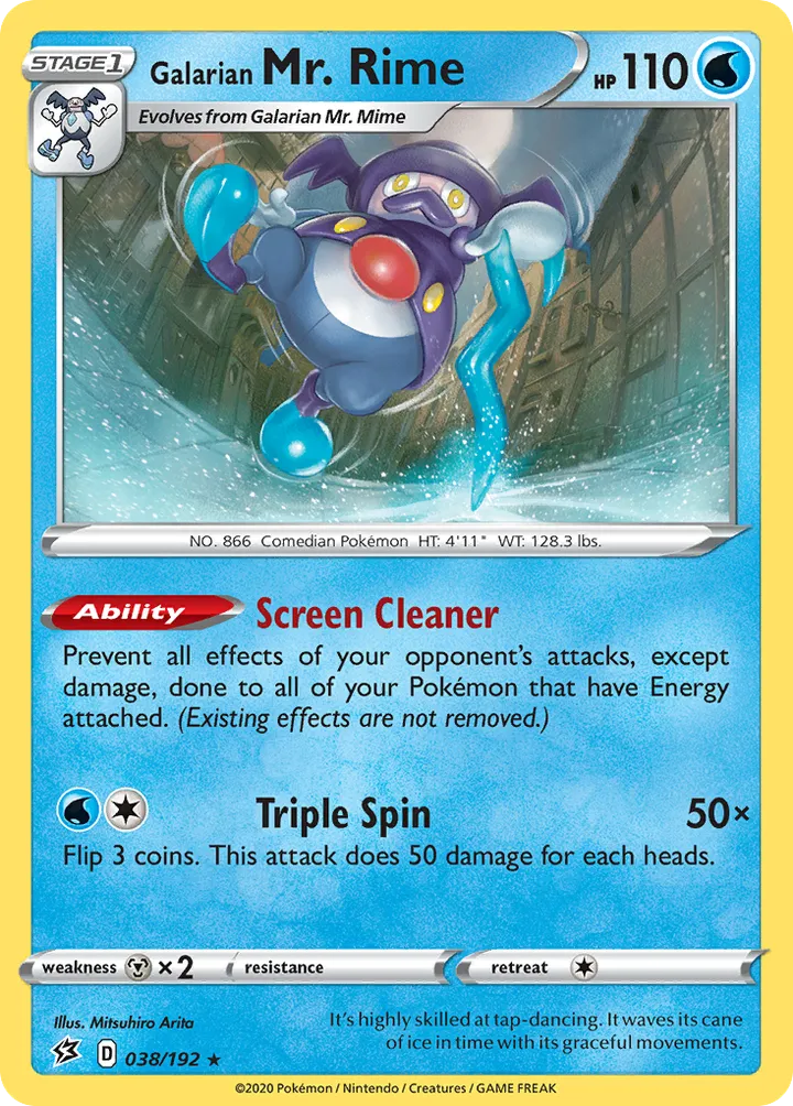 Front of Galarian Mr. Rime 38, Sword & Shield—Rebel Clash English