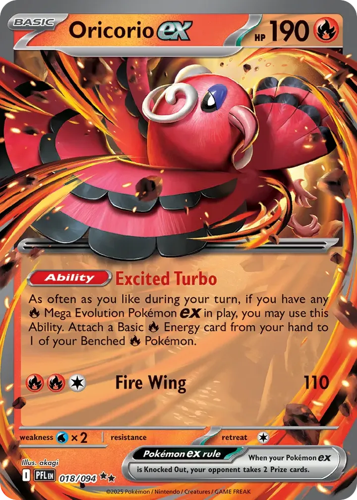 Mega Evolution—Phantasmal Flames 英語版 Oricorio ex 18 カード表面