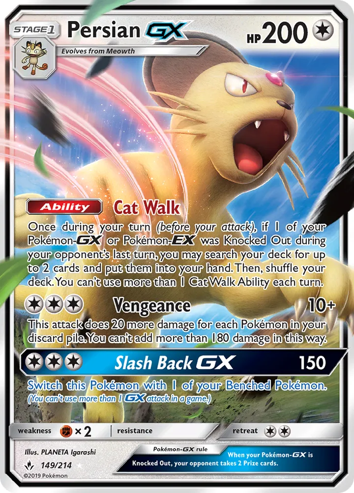 Sun & Moon—Unbroken Bonds 영어판 Persian-GX 149 카드 앞면