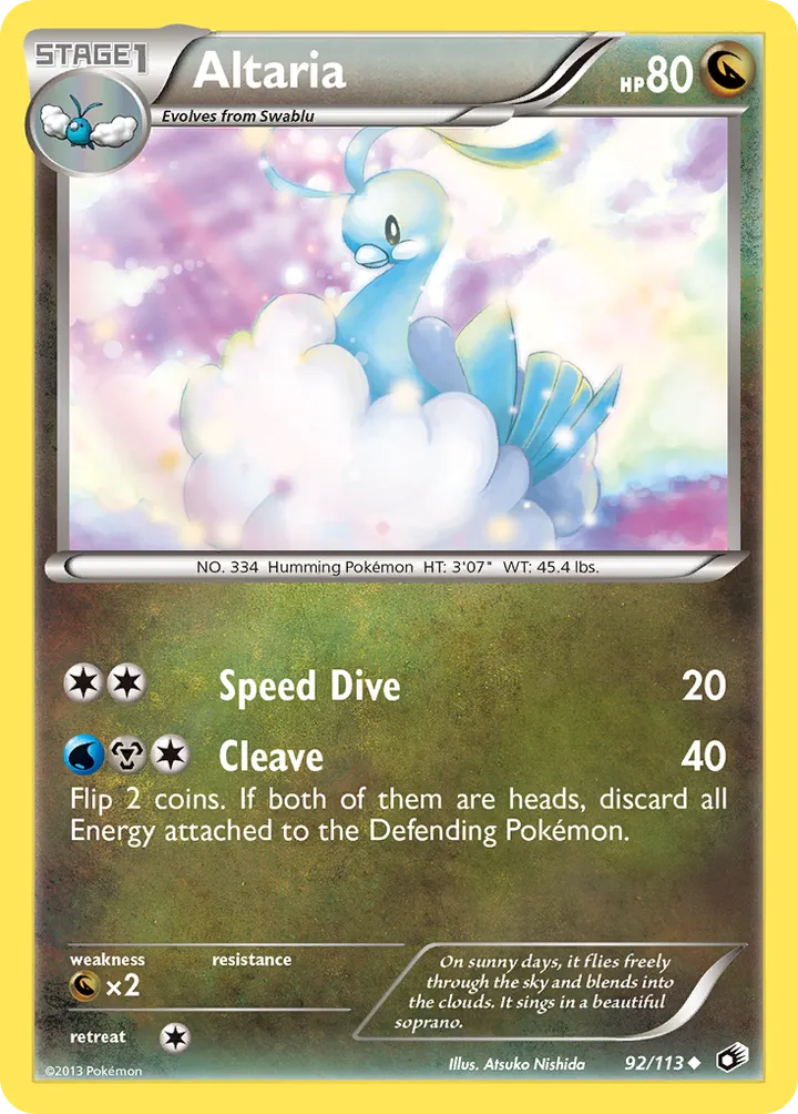 Black & White—Legendary Treasures 영어판 Altaria 92 카드 앞면