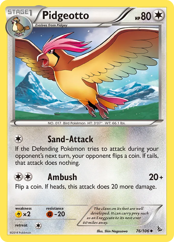 XY—Flashfire 영어판 Pidgeotto 76 카드 앞면