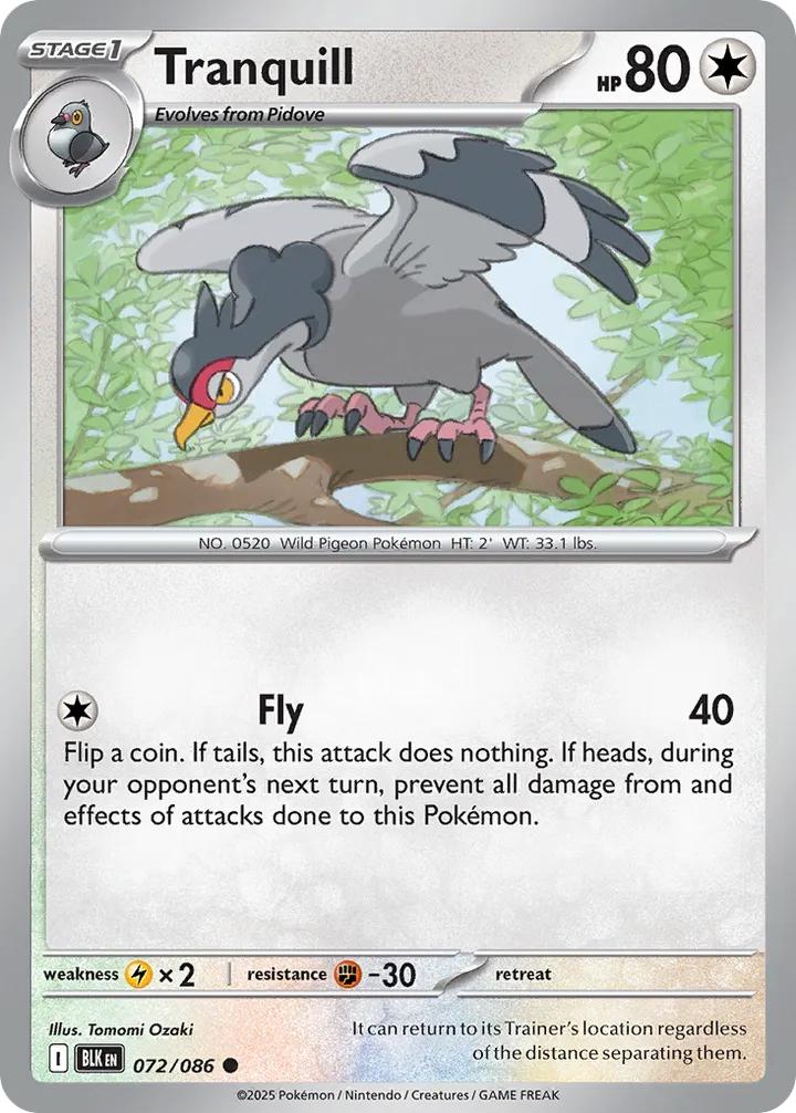 Scarlet & Violet—Black Bolt 영어판 Tranquill 72 카드 앞면