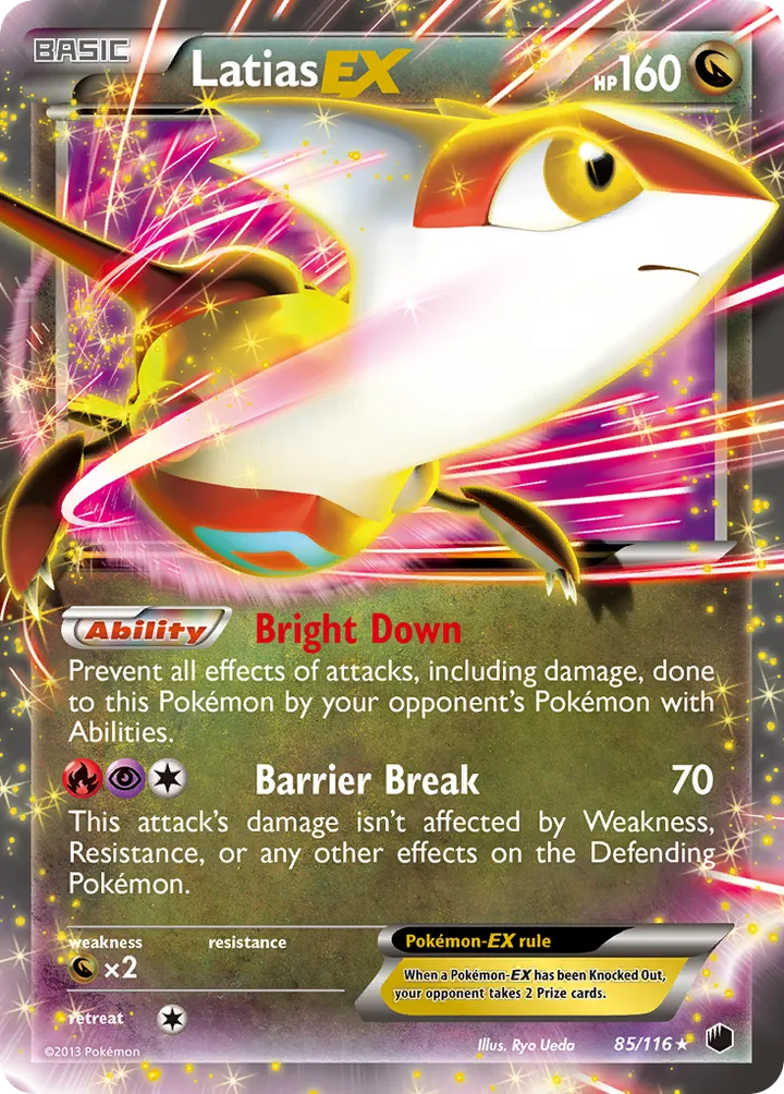 Black & White—Plasma Freeze 영어판 Latias-EX 85 카드 앞면