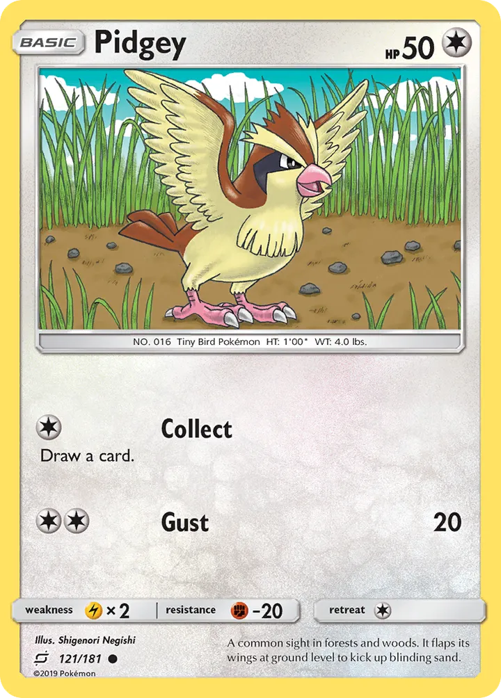 Sun & Moon—Team Up 英語版 Pidgey 121 カード表面
